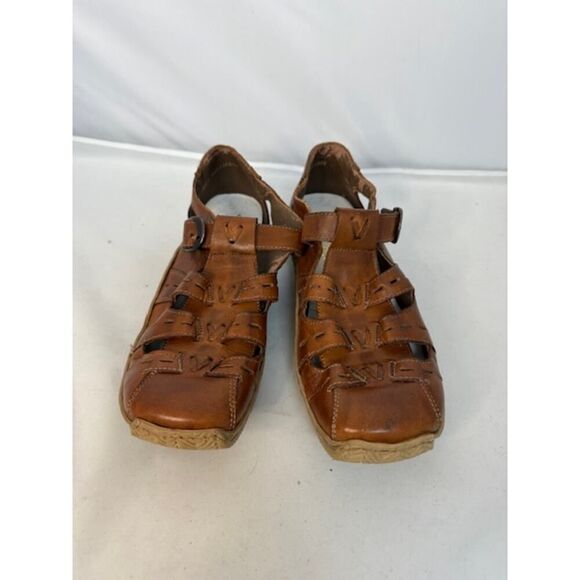 Reiker Brown Leather Shoes Mary Jane Style Closed Toe Sandals Women’s Size 40 - Picture 5 of 8